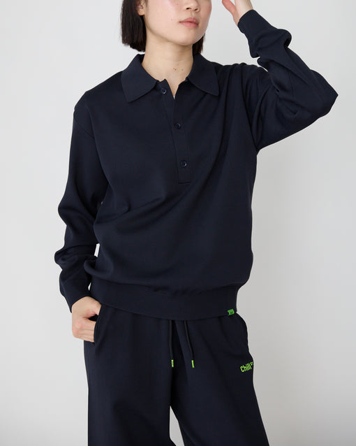 Smooth Tech Knit Long Polo ダークネイビー・ACD-002442 ネイビー（紺色）・_9枚目