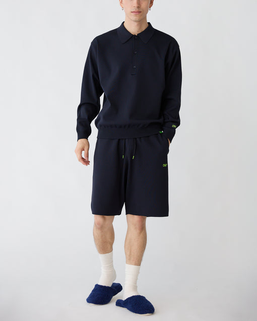 Smooth Tech Knit Long Polo ダークネイビー・ACD-002442 ネイビー（紺色）・_11枚目