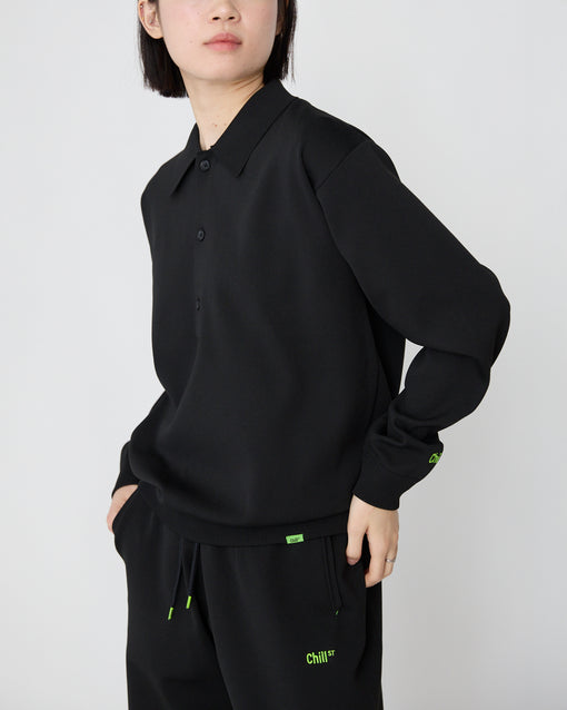 Smooth Tech Knit Long Polo ブラック・ACD-002441 ブラック（黒色）・_8枚目