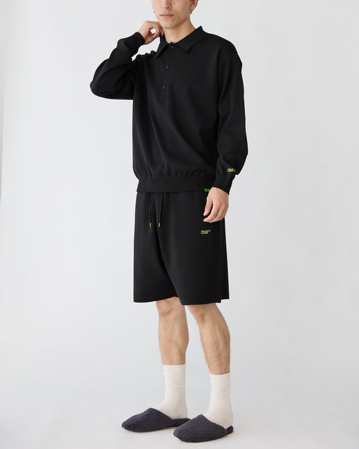 Smooth Tech Knit Long Polo ブラック・ACD-002441 ブラック(黒色)・_10枚目